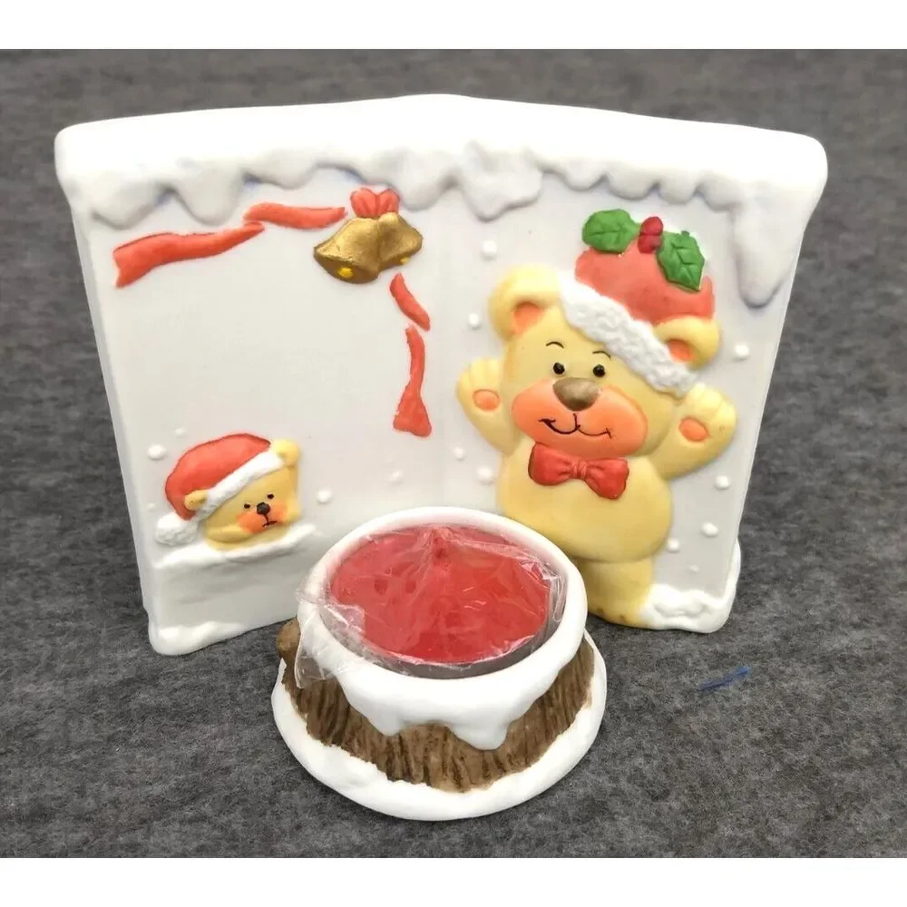 LaVie Ceramic Tea Light Candle & Holder Teddy Bears Snow Firepit Bells Holly NEW